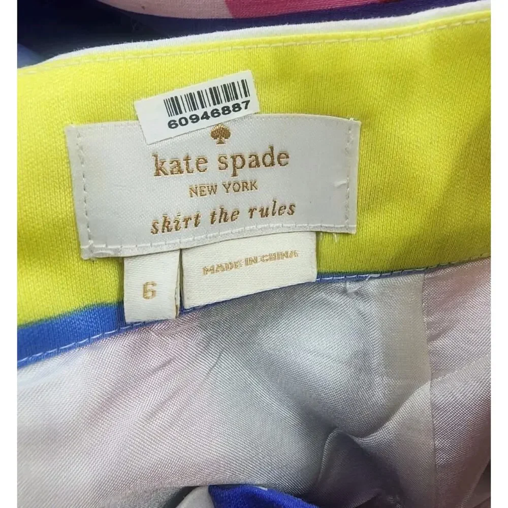 Kate Spade New York A Line Skirt Womens Sz 6 Multicolor Patchwork Stripe Classic